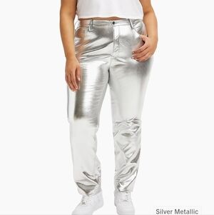 GOOD American Silver Metallic Pants